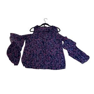 BCBGMAXAZRIA Womens Floral Blouse L